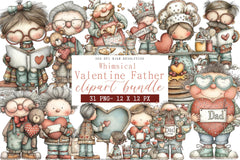 Whimsical Valentine Father Clipart Bundle - CraftNest - Digital Crafting and Art
