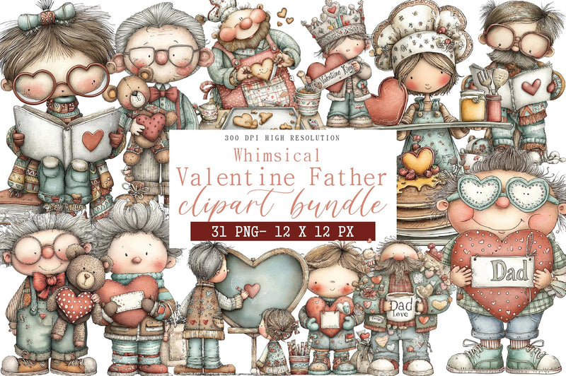 Whimsical Valentine Father Clipart Bundle - CraftNest - Digital Crafting and Art