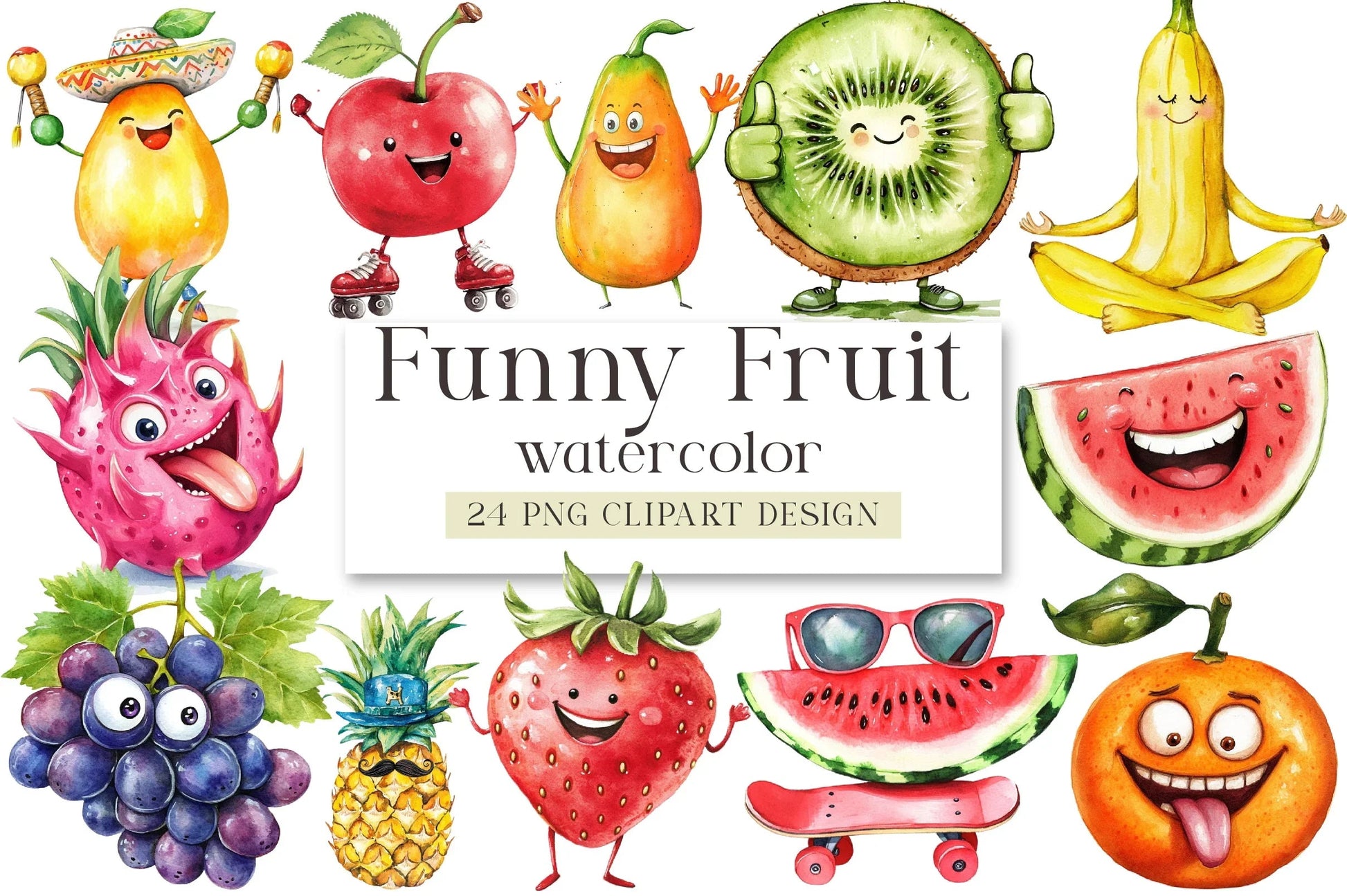 Funny Fruit Clipart Bundle - CraftNest - Digital Crafting and Art