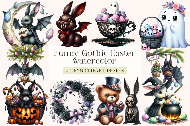 Funny Gothic Easter Clipart Bundle - CraftNest - Digital Crafting and Art