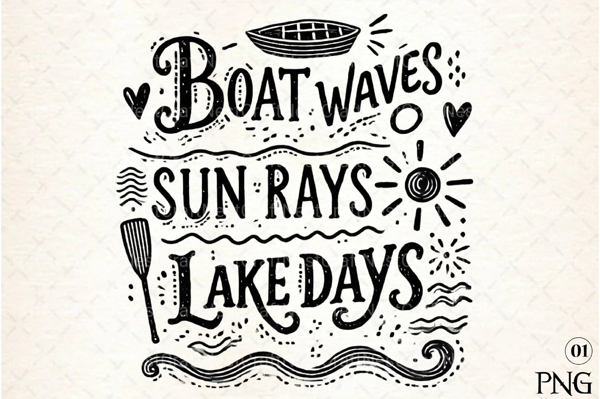 Summer Lake Days Boat Waves Sun Rays Clipart Bundle - CraftNest - Digital Crafting and Art
