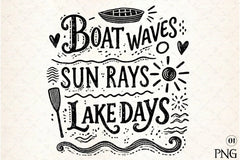 Summer Lake Days Boat Waves Sun Rays Clipart Bundle - CraftNest - Digital Crafting and Art