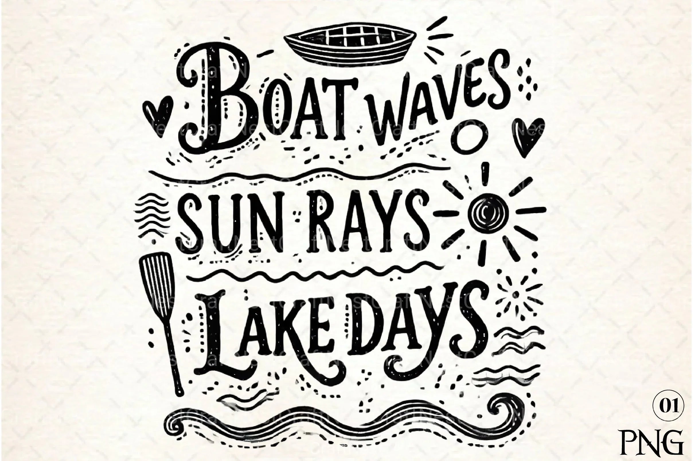Summer Lake Days Boat Waves Sun Rays Clipart Bundle - CraftNest - Digital Crafting and Art