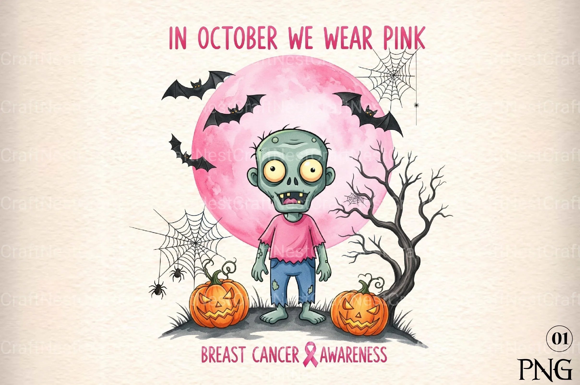 Halloween Breast Cancer Clipart Bundle 4 - CraftNest - Digital Crafting and Art