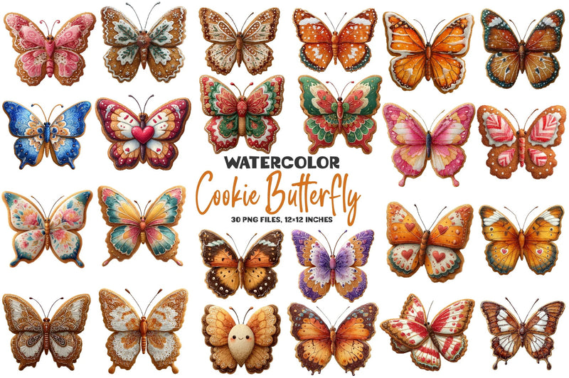 Gingerbread Cookie Butterfly Clipart Bundle - CraftNest - Digital Crafting and Art