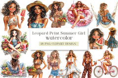 Leopard Print Summer Girl Clipart Bundle - CraftNest - Digital Crafting and Art