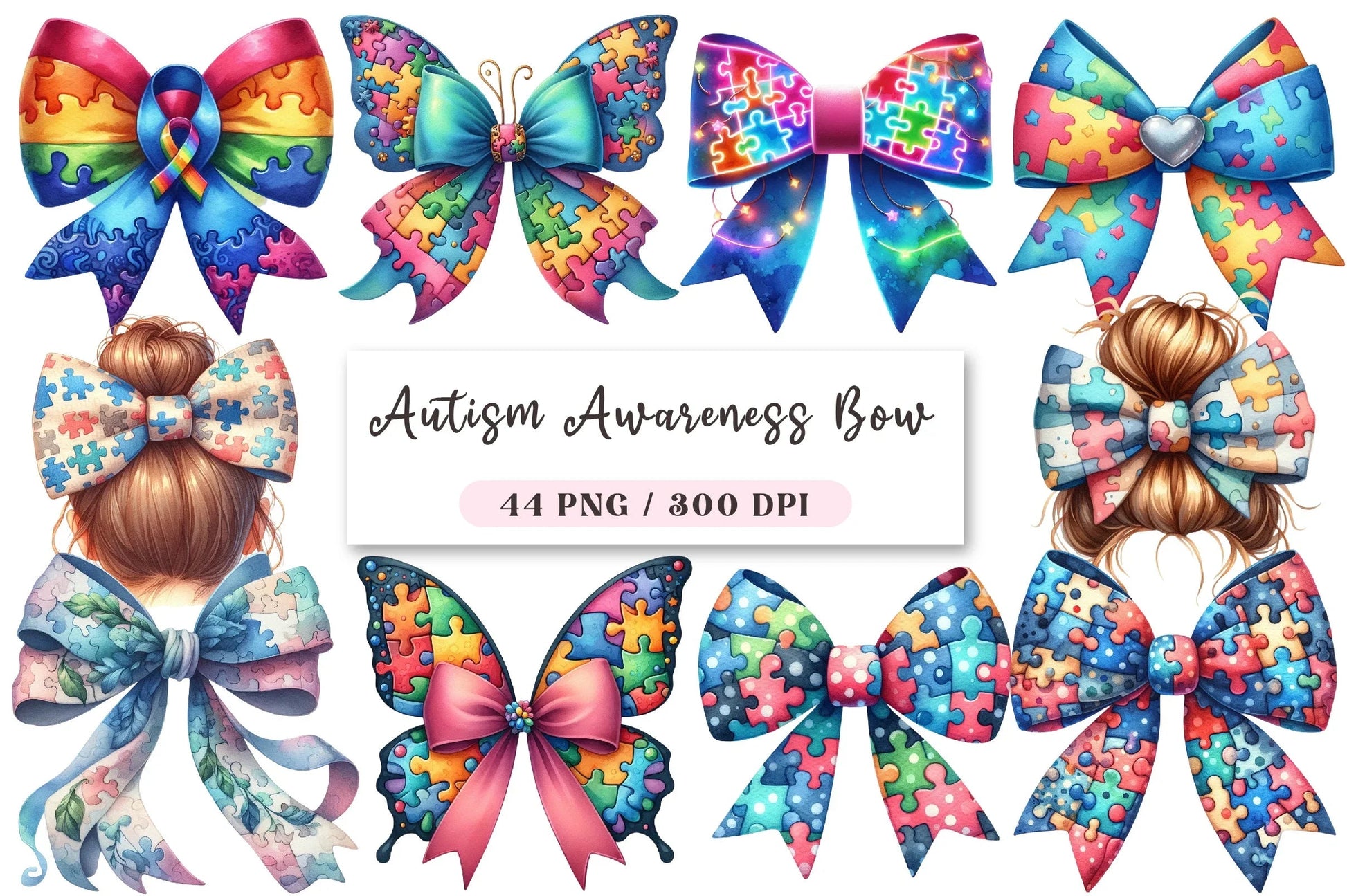 Autism Awareness Bow Clipart Bundle - CraftNest - Digital Crafting and Art
