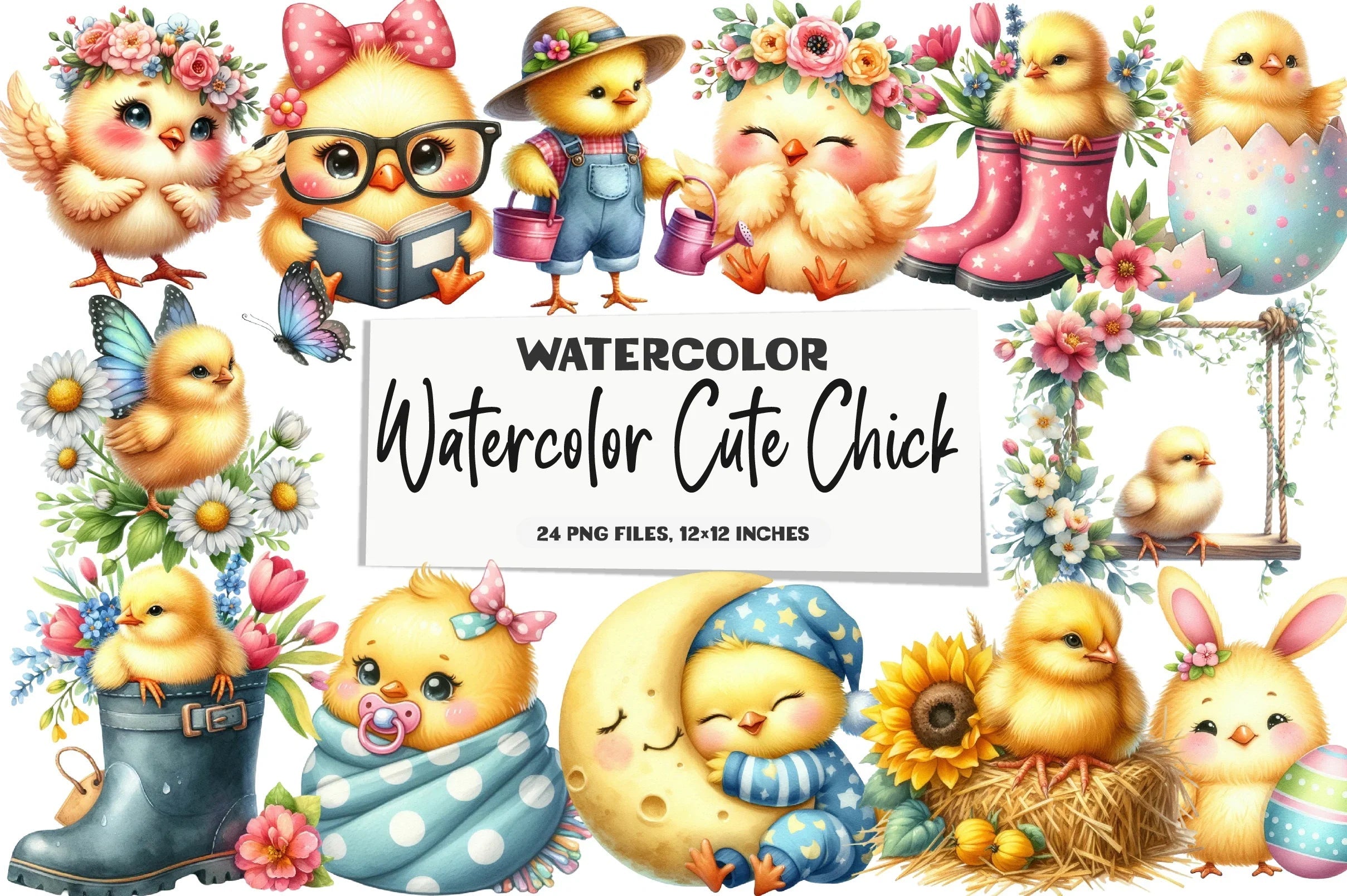 Cute Chick Clipart Bundle - CraftNest - Digital Crafting and Art