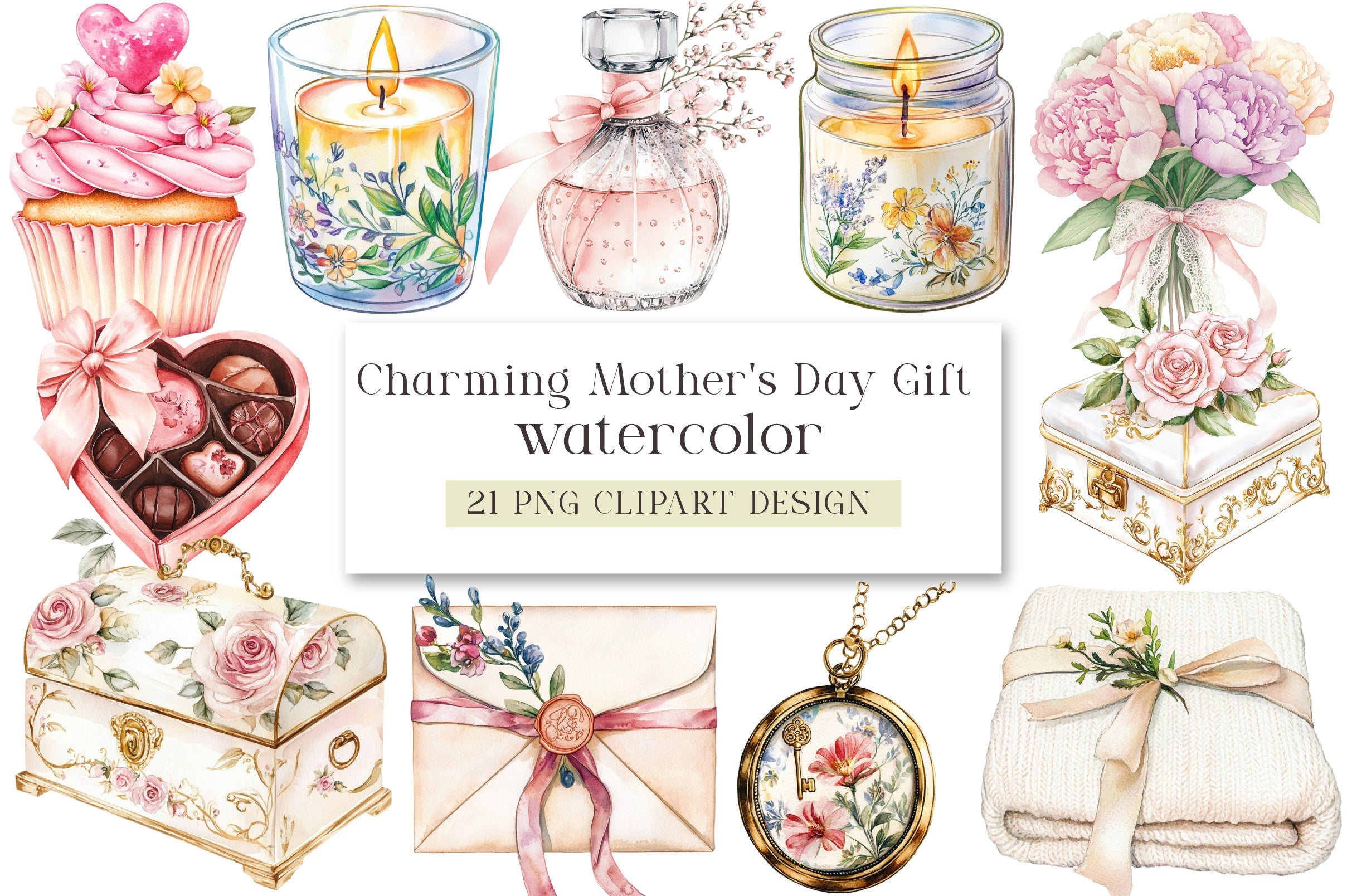 Charming Mother's Day Gift Clipart Bundle