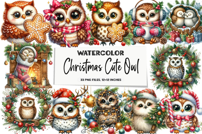 Christmas Cute Owl Clipart Bundle - CraftNest - Digital Crafting and Art