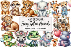Baby Safari Animals Clipart Bundle - CraftNest - Digital Crafting and Art