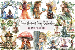 Boho Woodland Fairy Clipart Bundle - CraftNest - Digital Crafting and Art
