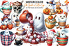 Cute Ghosts in Coffee Cup Halloween Clipart Bundle