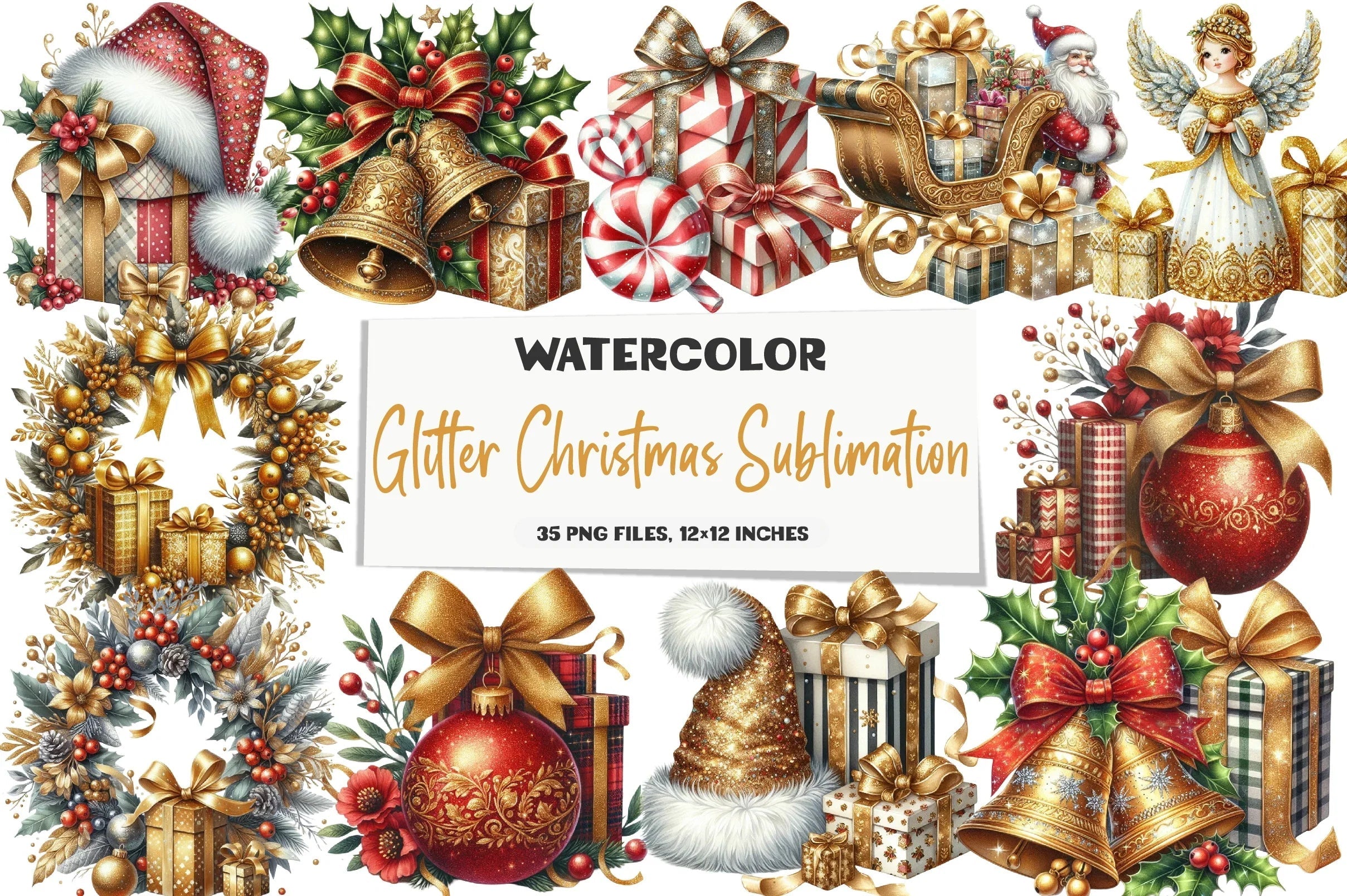 Glitter Christmas Clipart Bundle - CraftNest - Digital Crafting and Art
