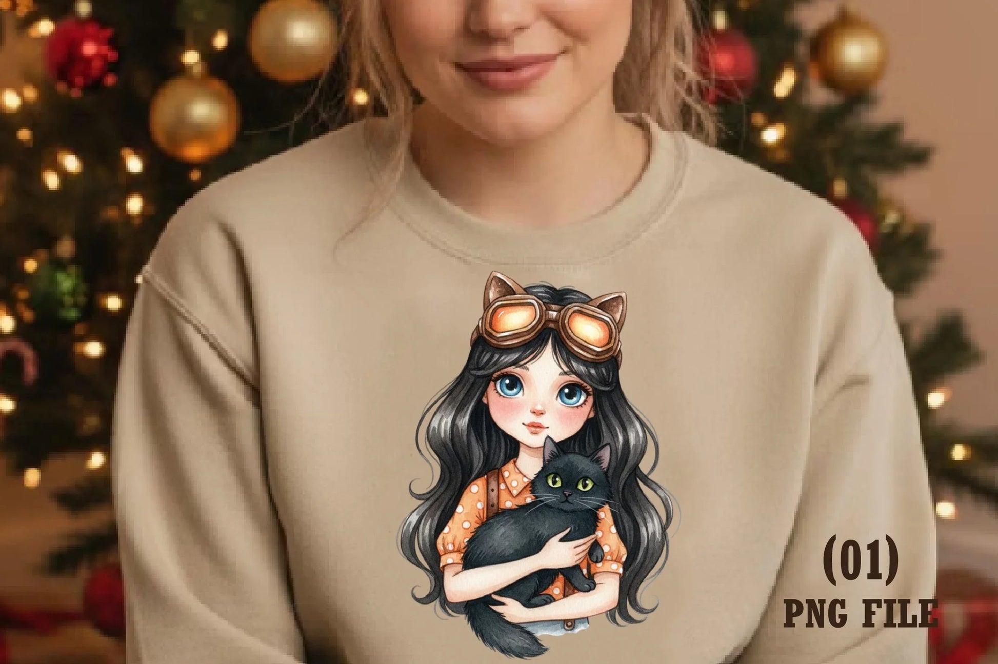 Quirky Girl with Cat Clipart Bundle - CraftNest - Digital Crafting and Art