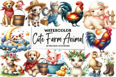 Cute Farm Animal Clipart Bundle - CraftNest - Digital Crafting and Art