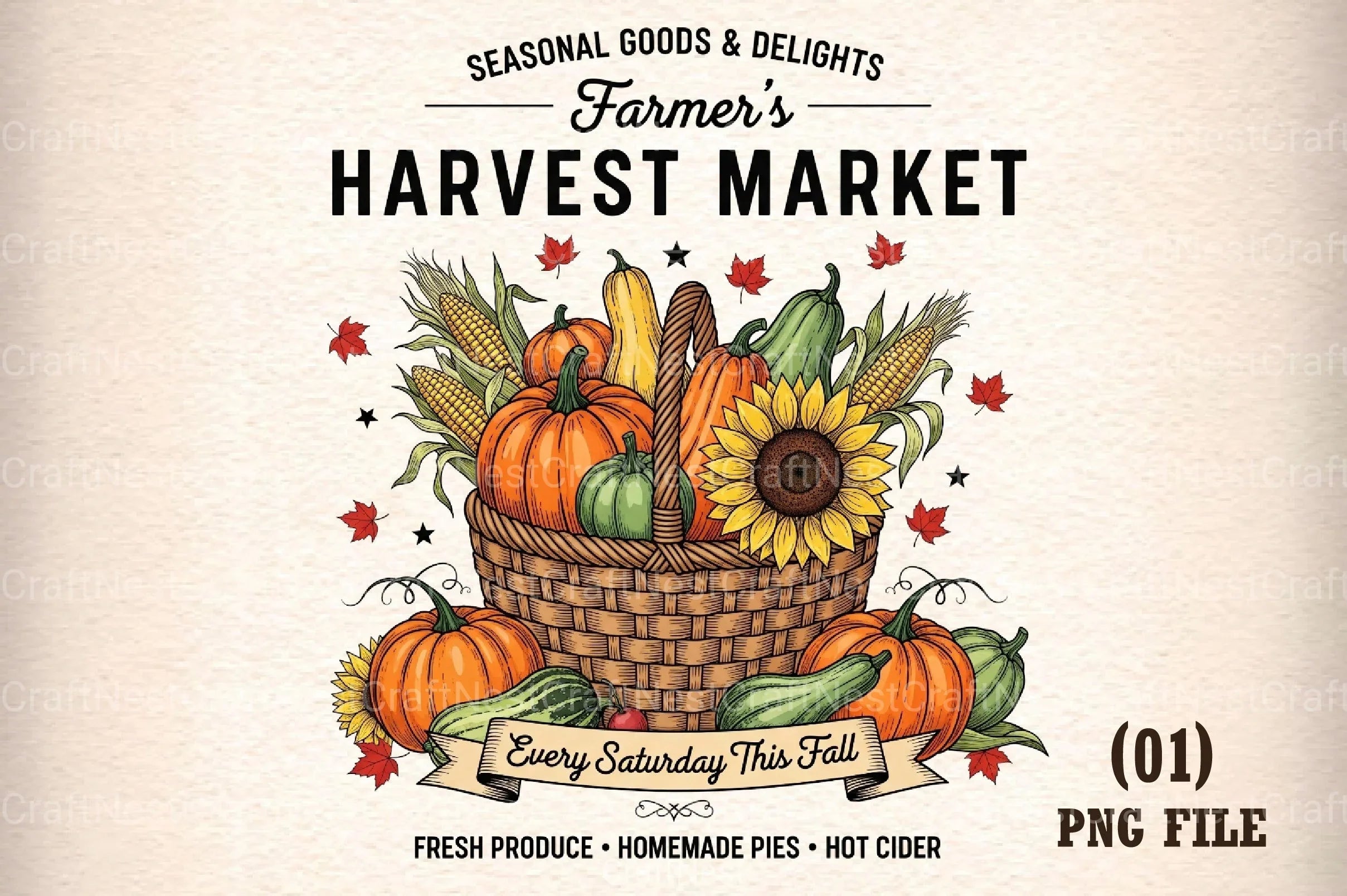 Rustic Fall Farmhouse Market Sign Clipart Bundle