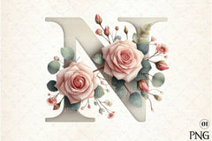 Floral Alphabet Clipart Bundle 15 - CraftNest - Digital Crafting and Art