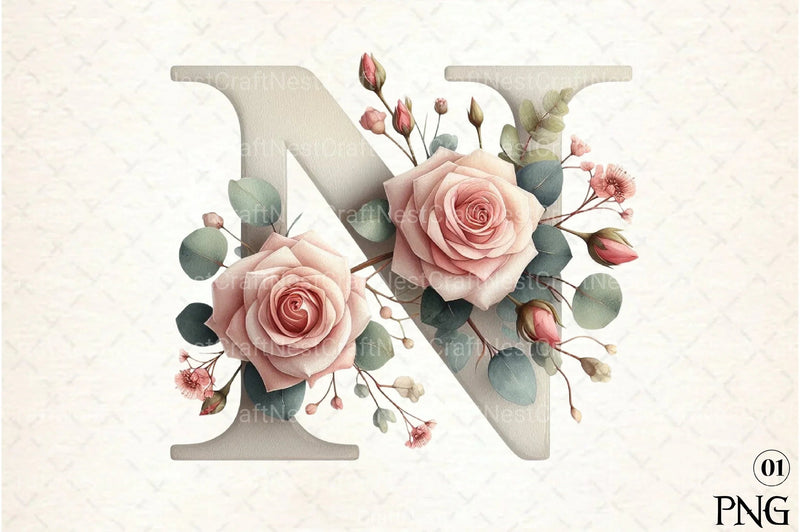 Floral Alphabet Clipart Bundle 15 - CraftNest - Digital Crafting and Art