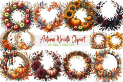 Autumn Wreath Clipart Bundle - CraftNest - Digital Crafting and Art