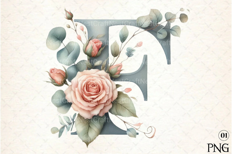 Floral Alphabet Clipart Bundle - CraftNest - Digital Crafting and Art