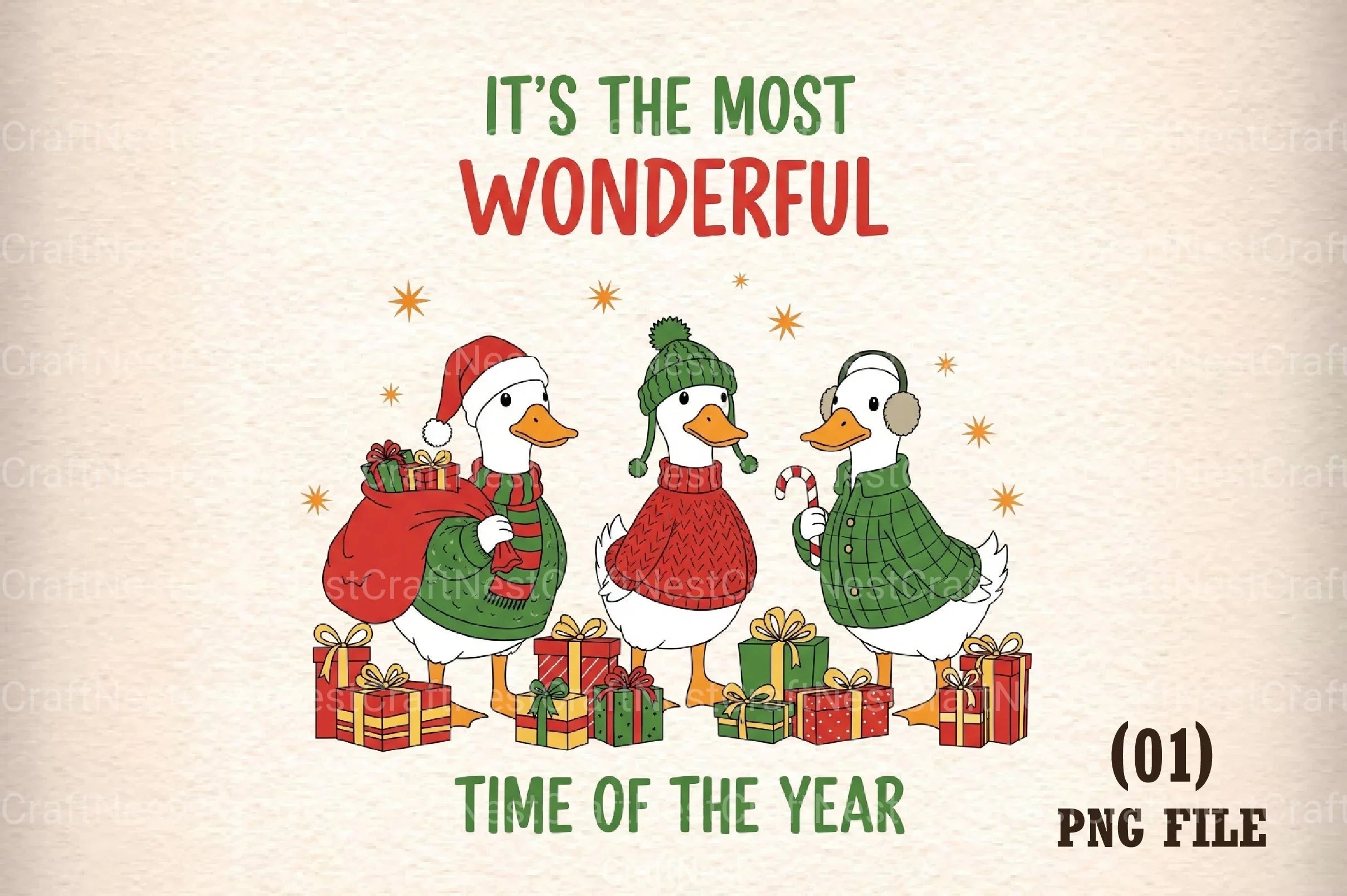 Christmas Goose Trio Illustration Clipart Bundle - CraftNest - Digital Crafting and Art