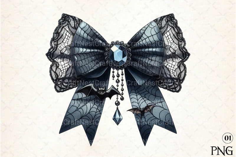 Halloween Coquette Bow Clipart Bundle 25 - CraftNest - Digital Crafting and Art