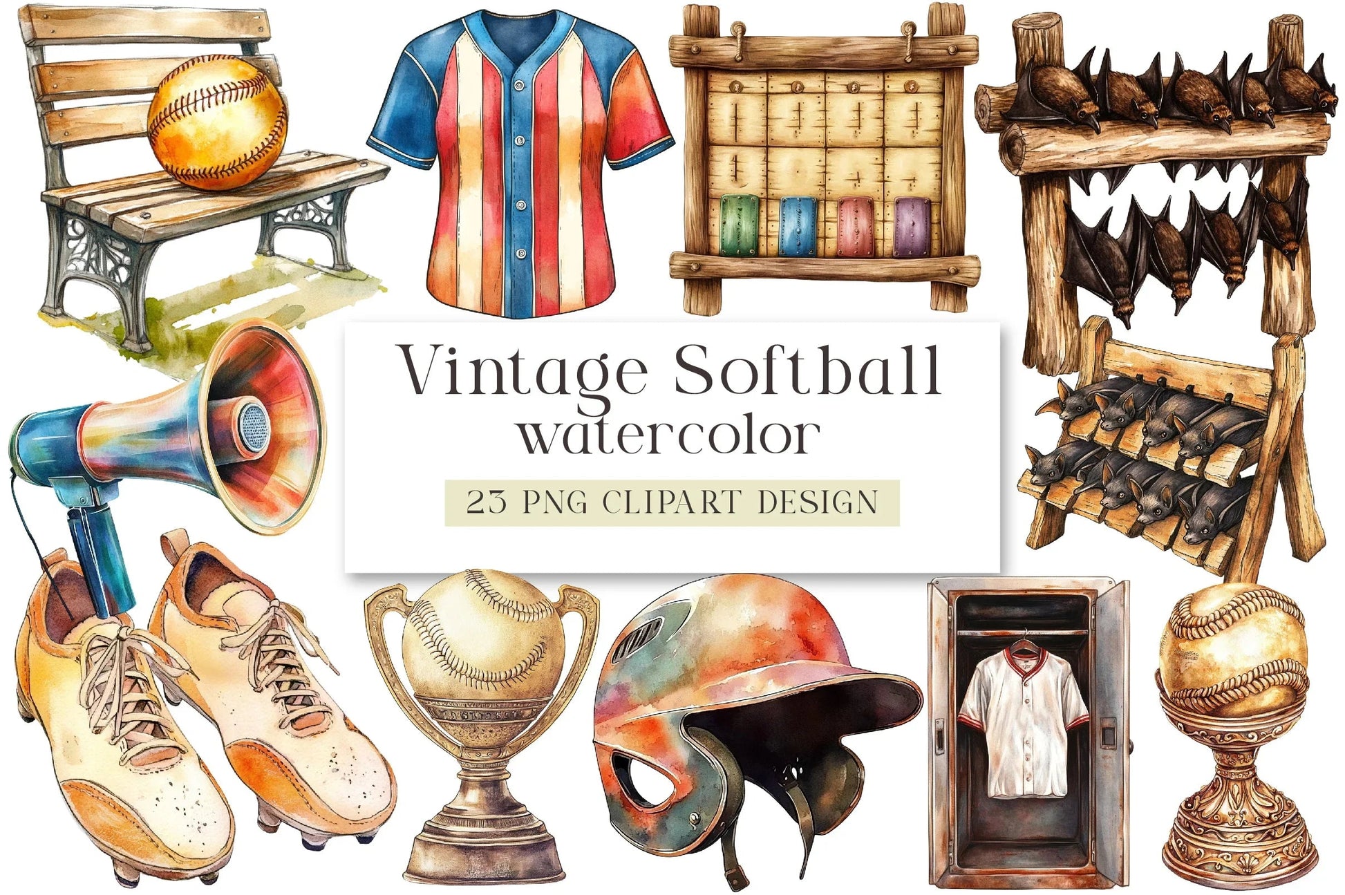Vintage Softball Clipart Bundle - CraftNest - Digital Crafting and Art