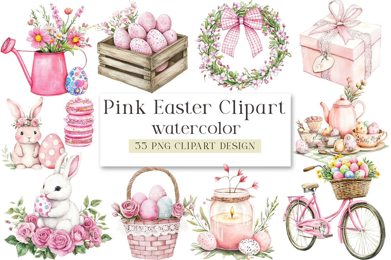 Pink Easter Clipart Bundle - CraftNest - Digital Crafting and Art