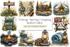 Vintage Spring Camping Clipart Bundle