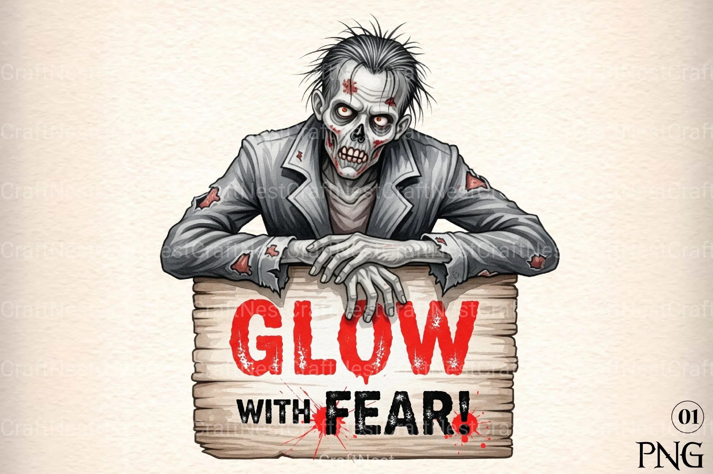 Glow With Fear: Zombie Design Clipart Bundle - CraftNest - Digital Crafting and Art