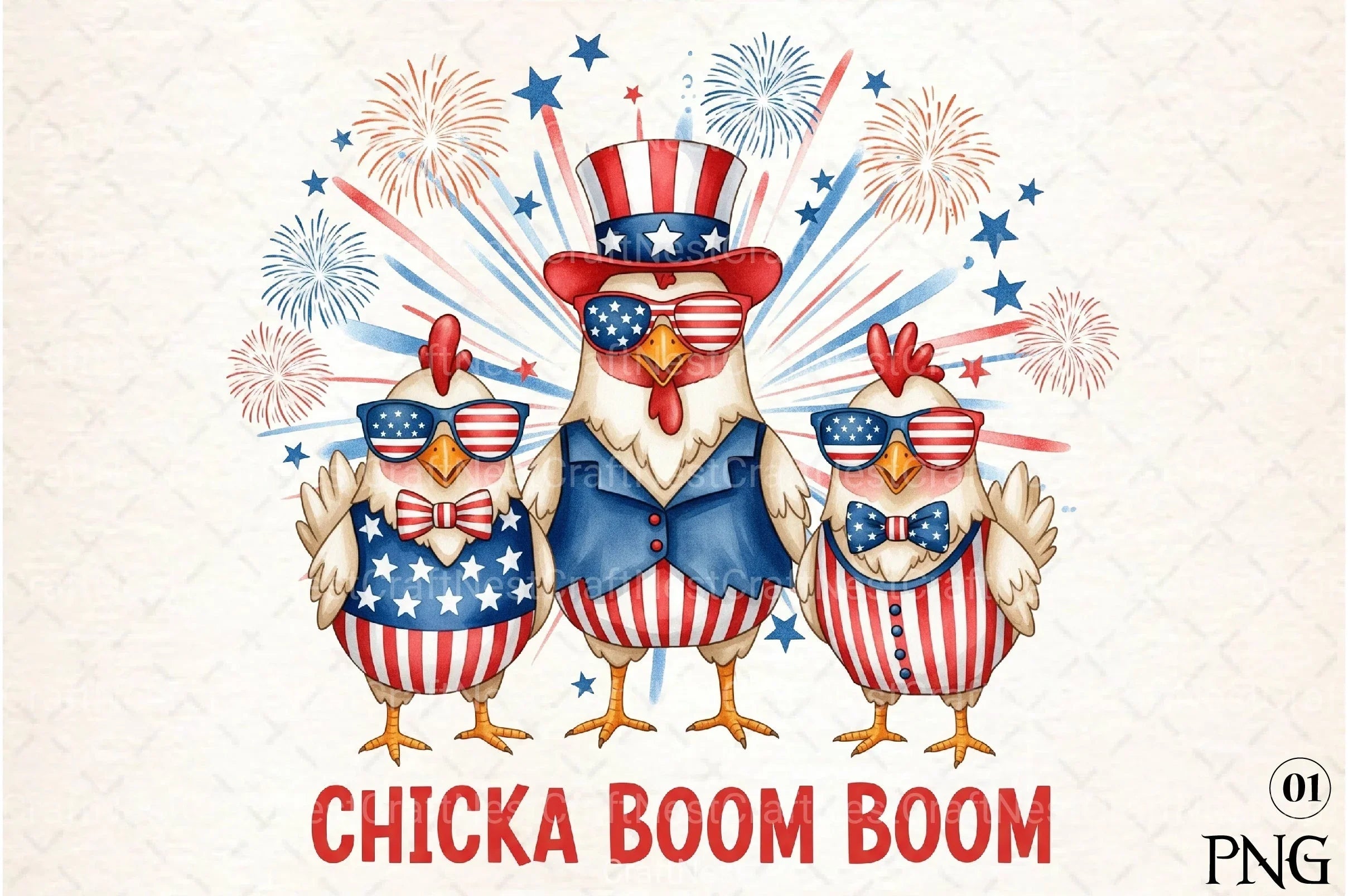 Patriotic Chicken USA 4th of July Clipart Bundle 1 - CraftNest - Digital Crafting and Art