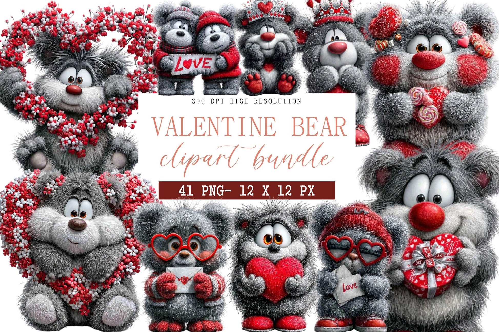 Valentine Bear Clipart Bundle - CraftNest - Digital Crafting and Art