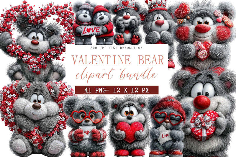 Valentine Bear Clipart Bundle - CraftNest - Digital Crafting and Art