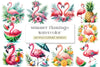 Summer Flamingo Clipart Bundle