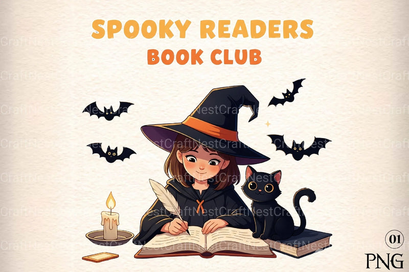 Spooky Book Club Graphic Clipart Bundle - CraftNest - Digital Crafting and Art