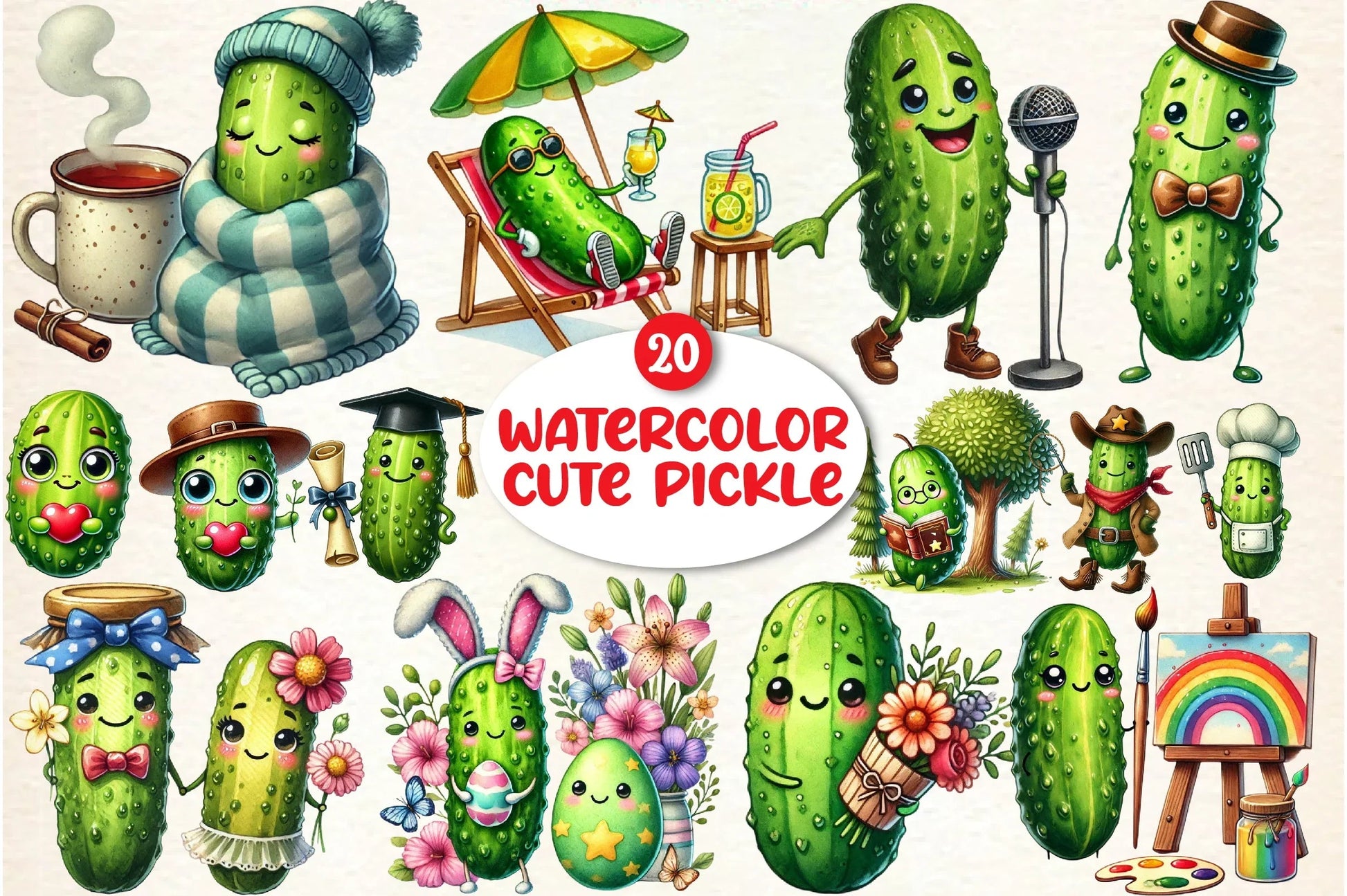 Cute Pickle Clipart Bundle - CraftNest - Digital Crafting and Art