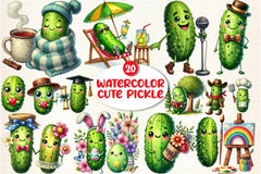 Cute Pickle Clipart Bundle - CraftNest - Digital Crafting and Art
