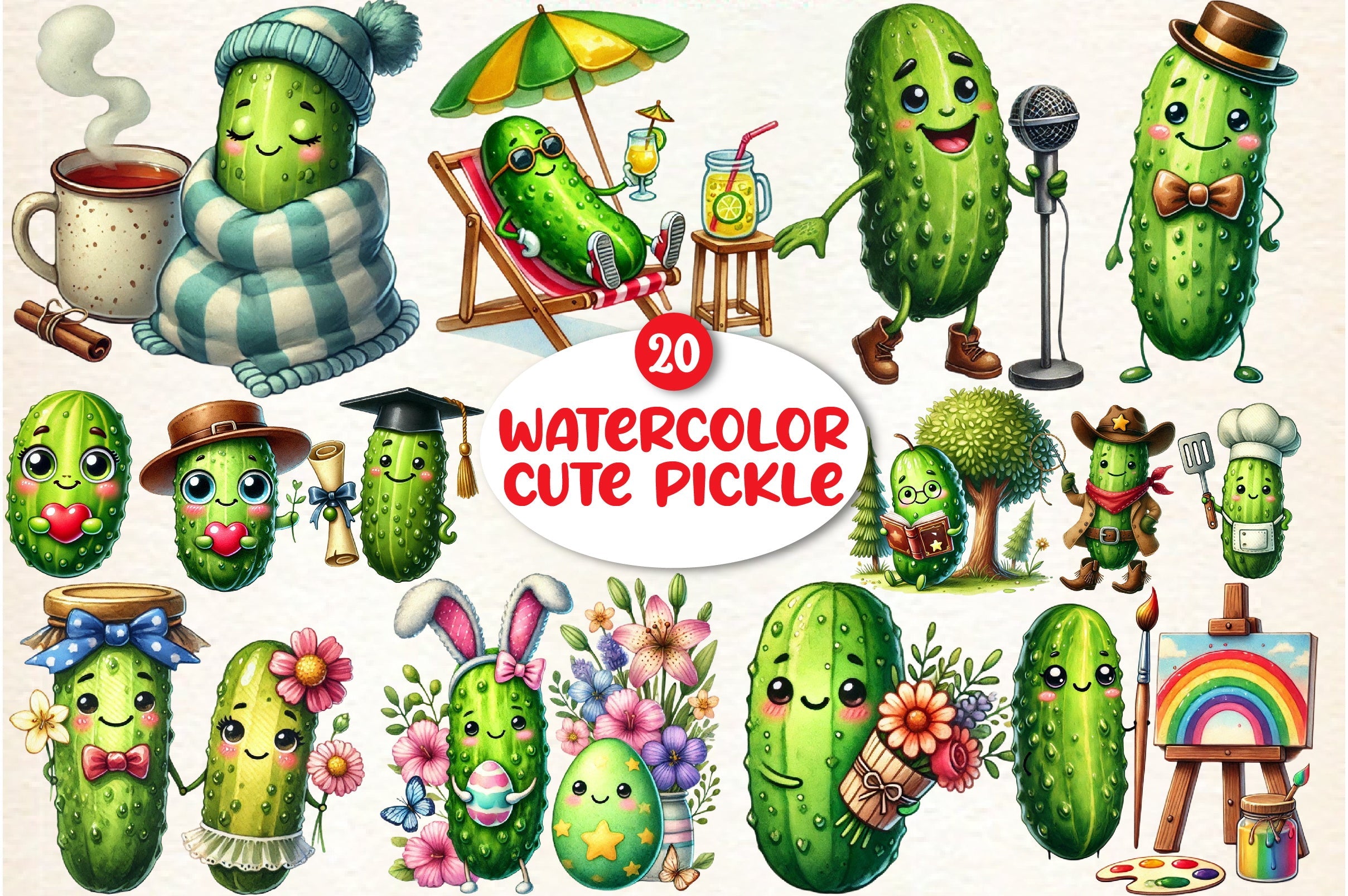 Cute Pickle Clipart Bundle