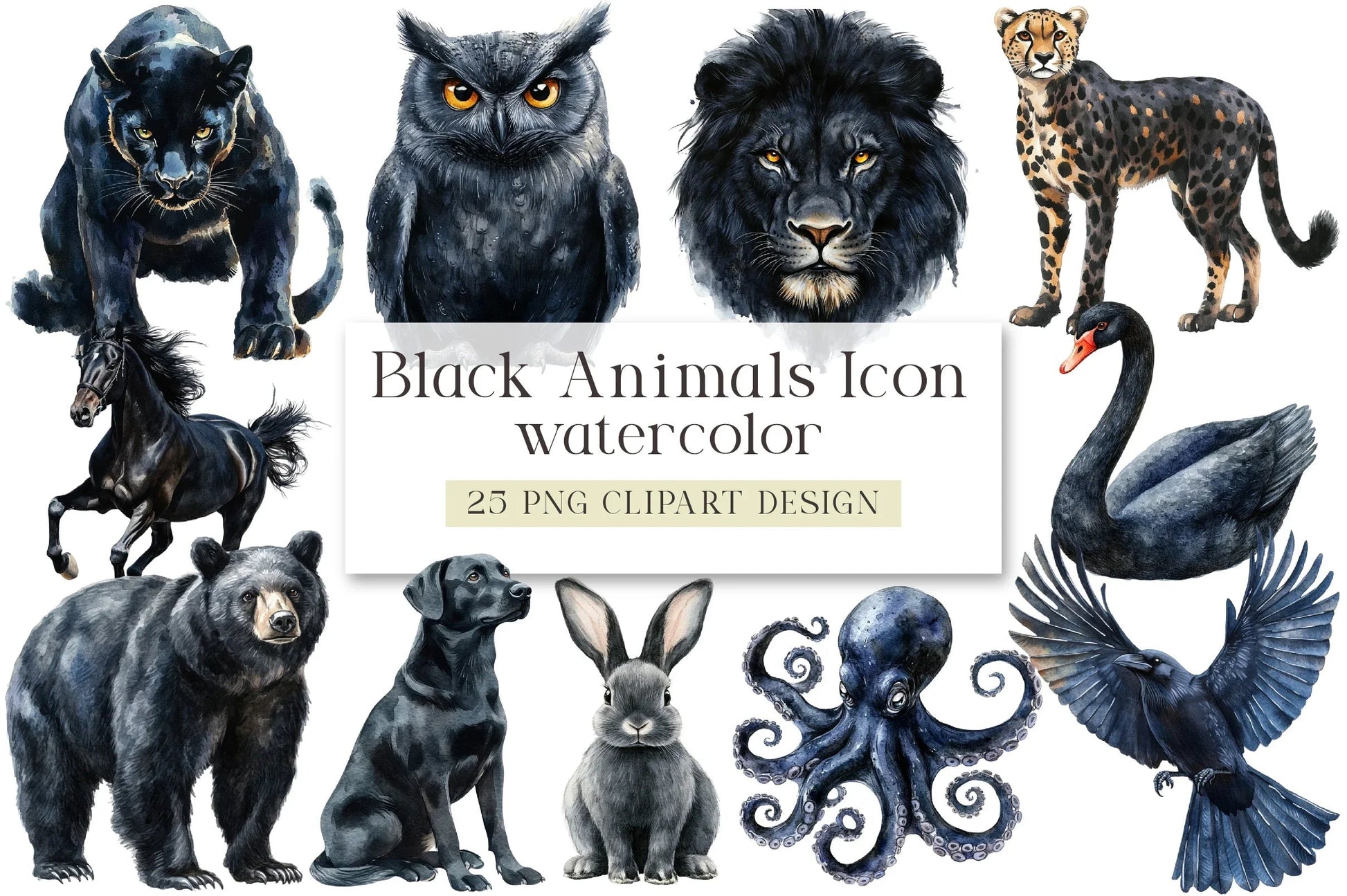 Black Animal Icon Clipart Bundle - CraftNest - Digital Crafting and Art