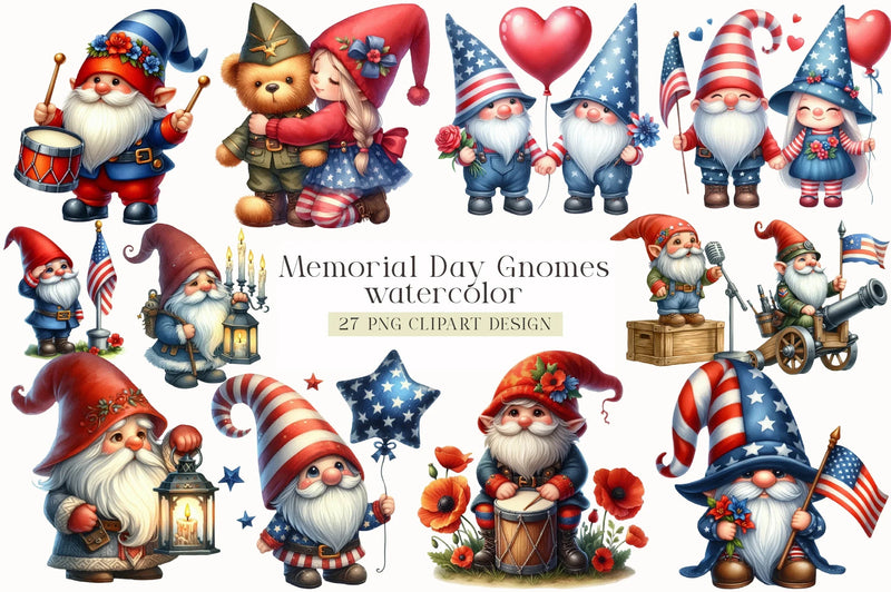 Memorial Day Gnomes Clipart Bundle - CraftNest - Digital Crafting and Art