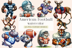 American Football Animal Clipart Bundle - CraftNest - Digital Crafting and Art