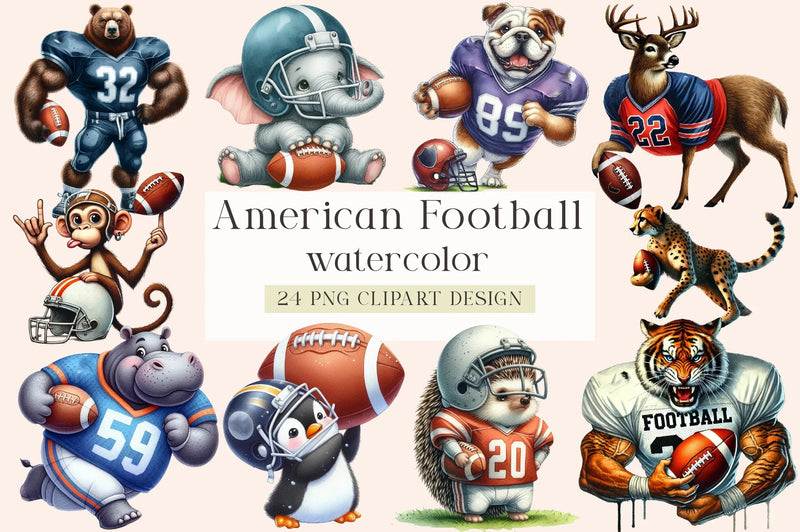 American Football Animal Clipart Bundle - CraftNest - Digital Crafting and Art