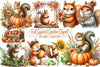 Fall Squirrel Garden Clipart Bundle