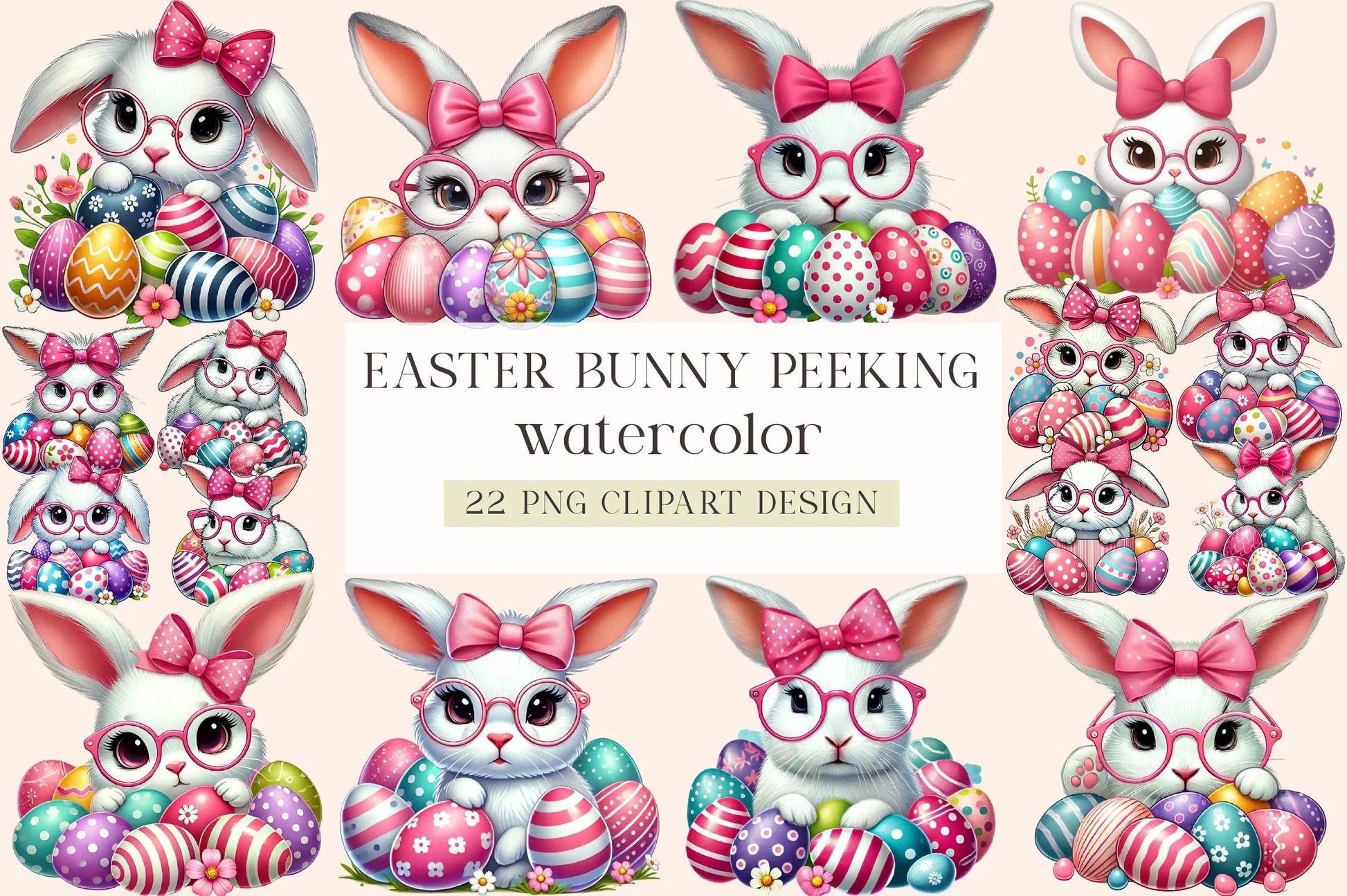 Easter Bunny Peeking Clipart Bundle - CraftNest - Digital Crafting and Art