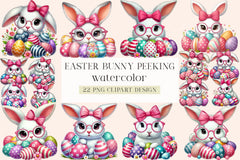 Easter Bunny Peeking Clipart Bundle - CraftNest - Digital Crafting and Art
