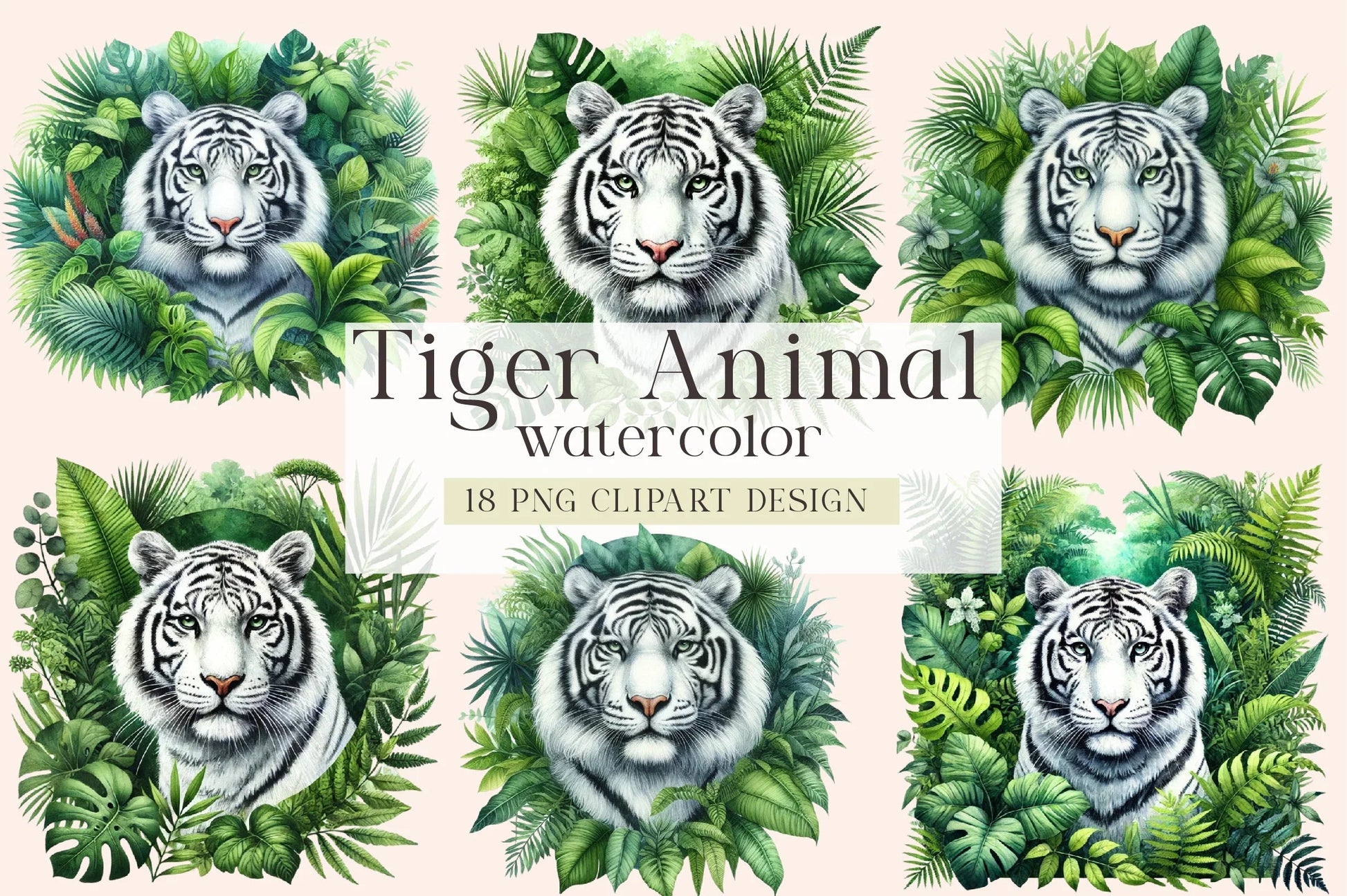 White Tiger Clipart Bundle - CraftNest - Digital Crafting and Art