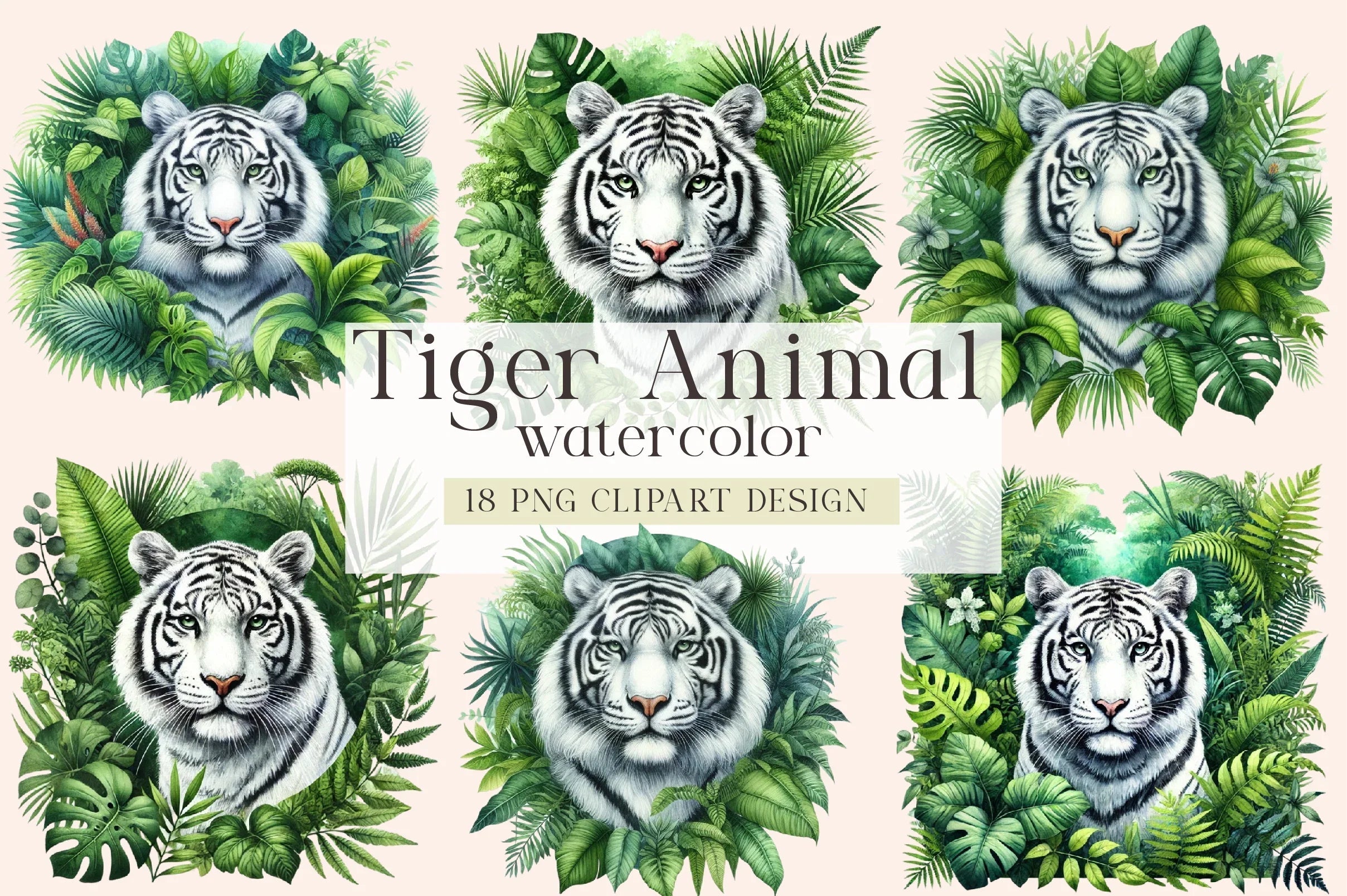 White Tiger Clipart Bundle - CraftNest - Digital Crafting and Art
