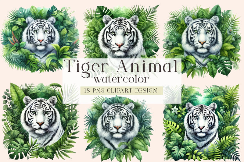 White Tiger Clipart Bundle - CraftNest - Digital Crafting and Art
