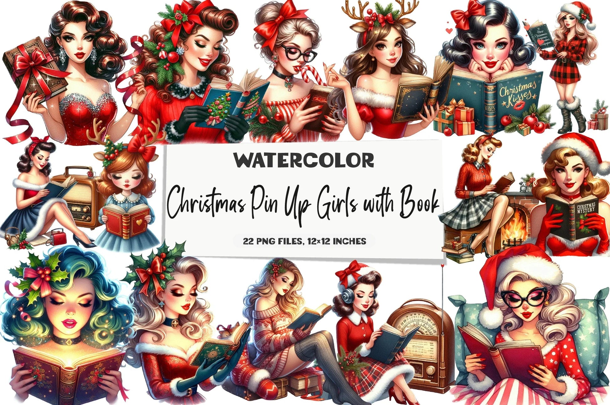 Christmas Pin-Up Girls Clipart Bundle - CraftNest - Digital Crafting and Art